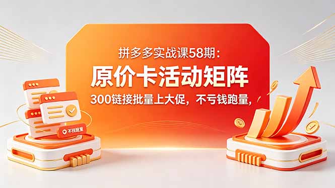 拼多多实战课58期：原价卡活动矩阵，300链接批量上大促，不亏钱跑量-初遇资源网
