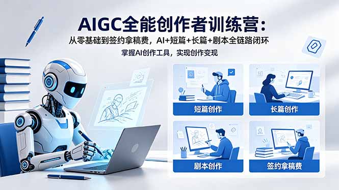 AIGC全能创作者训练营：从零基础到签约拿稿费，AI+短篇+长篇+剧本全链路闭环-初遇资源网