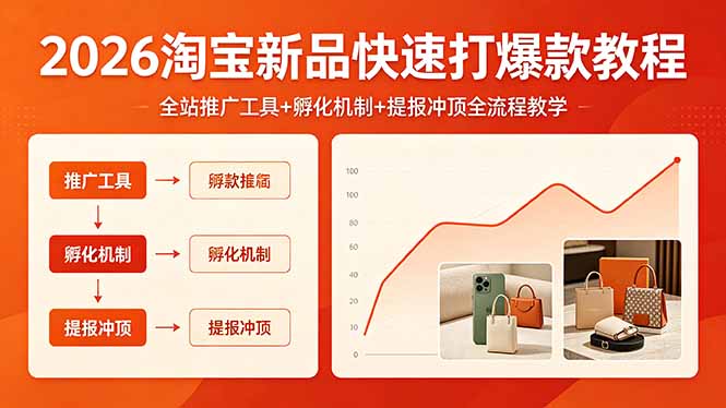 2026淘宝新品快速打爆款教程,全站推广工具+孵化机制+提报冲顶全流程教学-初遇资源网