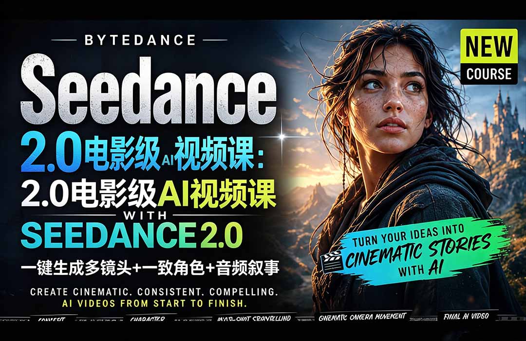 【中创网】Seedance 2.0电影级AI视频课：一键生成多镜头+一致角色+音频叙事 - 初遇资源网