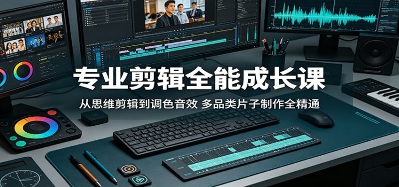 专业剪辑全能成长课：从思维剪辑到调色音效，多品类片子制作全精通-初遇资源网