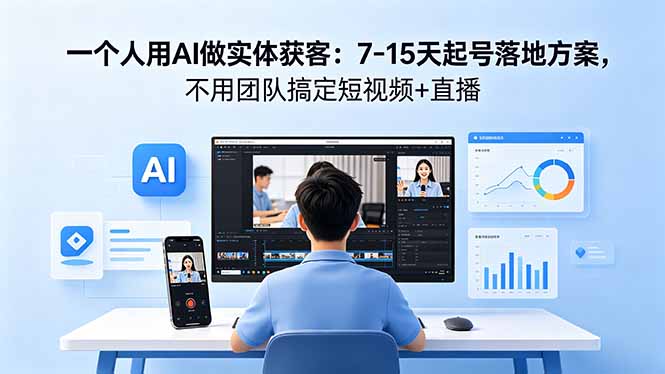 一个人用AI做实体获客：7-15天起号落地方案，不用团队搞定短视频+直播-初遇资源网