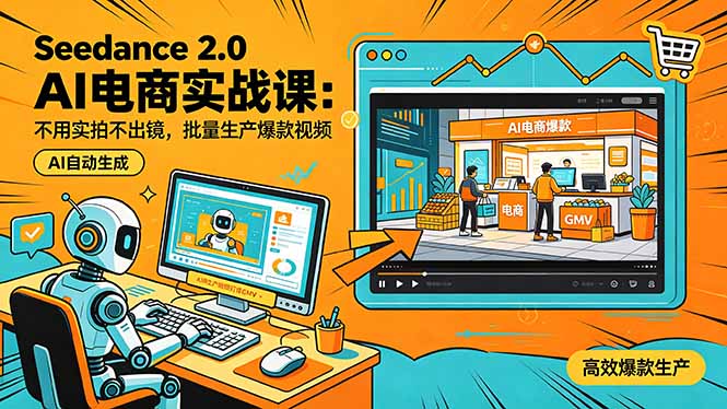 Seedance 2.0 AI电商实战课：不用实拍不出镜，批量生产爆款视频打爆GMV-初遇资源网