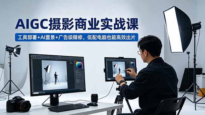 AIGC 摄影商业实战课，工具部署+AI置景+广告级精修，低配电脑也能高效出片-初遇资源网