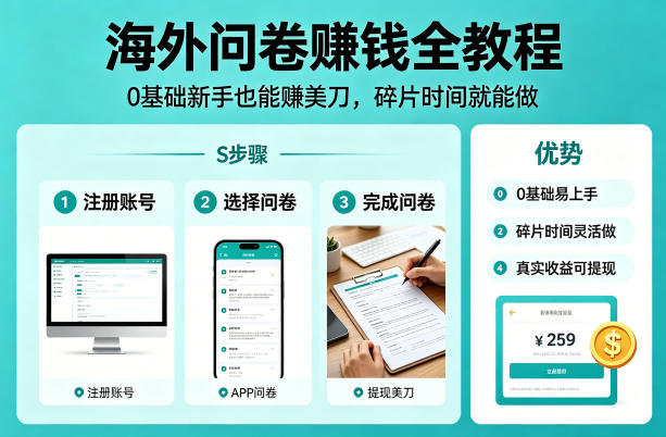 海外问卷賺钱全教程，0基础新手也能賺美刀，碎片时间就能做-初遇资源网