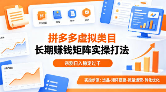 做拼多多虚拟类目想长期賺钱?这套矩阵实操打法,亲测日入稳定过千-初遇资源网
