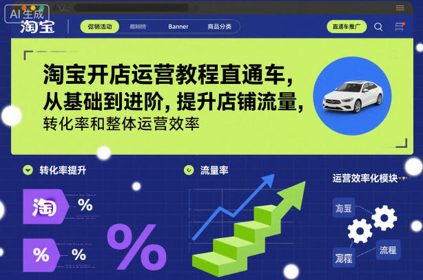 淘宝开店运营教程直通车，从基础到进阶，提升店铺流量，转化率和整体运营效率（更新26年4月14日）-初遇资源网