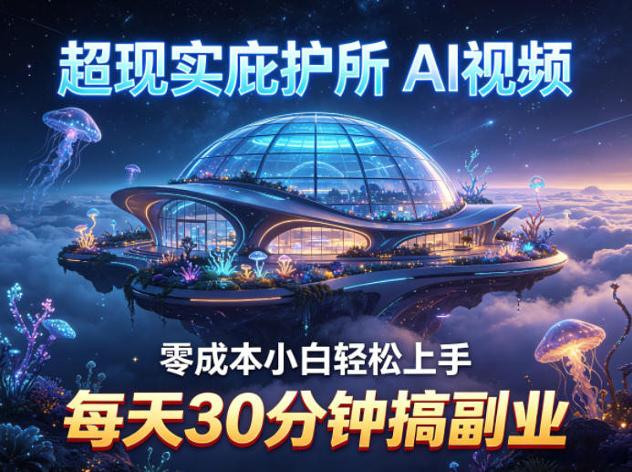 超现实庇护所AI视频项目拆解,零成本小白轻松上手,每天30分钟搞副业-初遇资源网