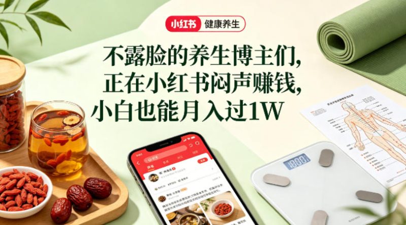 小红书健康养生科普图文赛道，不露脸的养生博主们，正在小红书闷声賺钱，小白也能月入过1W-初遇资源网