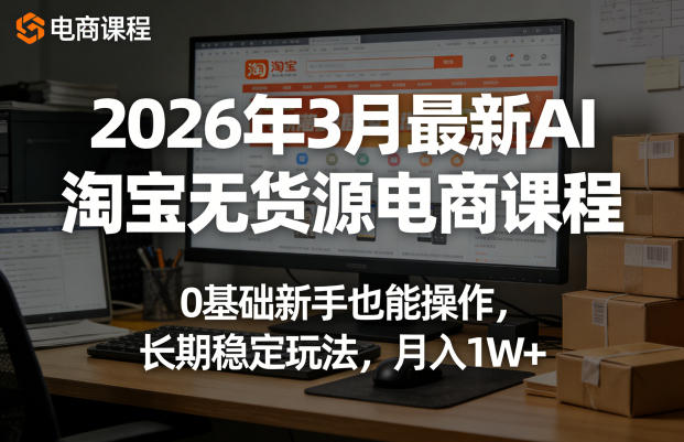 2026年3月最新AI淘宝无货源电商课程,0基础新手也能操作,长期稳定玩法,月入1W+(更新0415)-初遇资源网