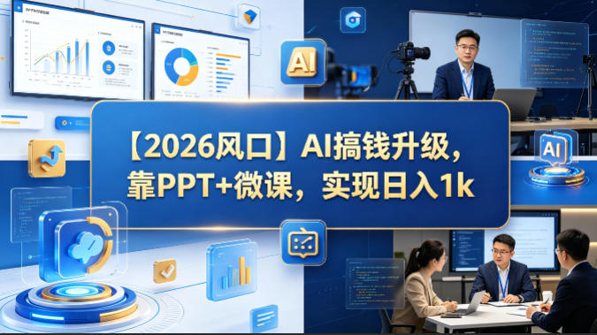 【2026风口】AI搞钱升级，靠PPT+微课，实现日入1k-初遇资源网
