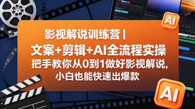 影视解说训练营｜文案+剪辑+AI全流程实操，把手教你从0到1做好影视解说，小白也能快速出爆款-初遇资源网