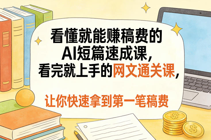 看懂就能賺稿费的AI短篇速成课，看完就上手的网文通关课，让你快速拿到第一笔稿费（更新4月）-初遇资源网