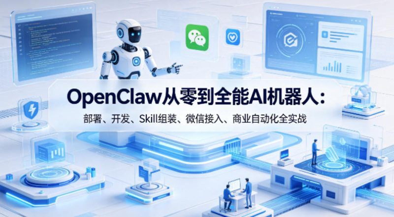OpenClaw从零到全能AI机器人：部署、开发、Skill组装、微信接入、商业自动化全实战-初遇资源网
