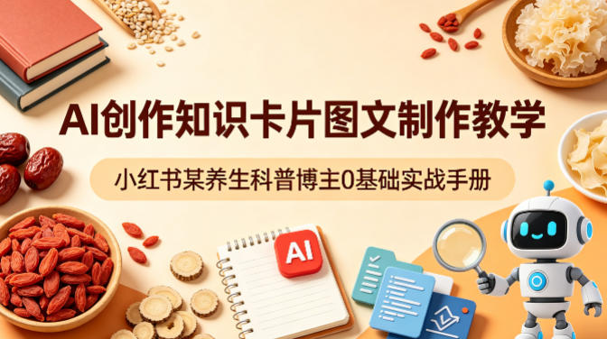 AI创作知识卡片图文制作教学，小红书某养生科普博主0基础实战手册-初遇资源网