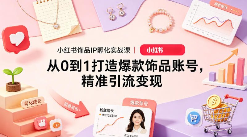 小红书饰品IP孵化实战课|从0到1打造爆款饰品账号,精准引流变现-初遇资源网