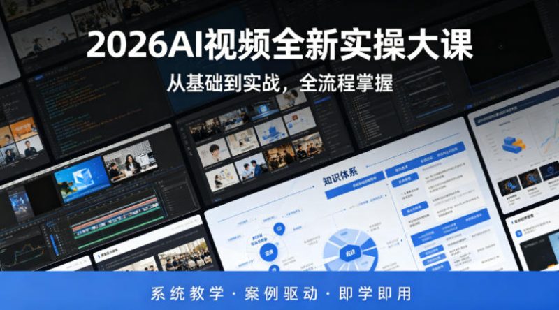 2026AI视频全新实操大课，从基础到实战，全流程掌握，系统教学·案例驱动·即学即用-初遇资源网