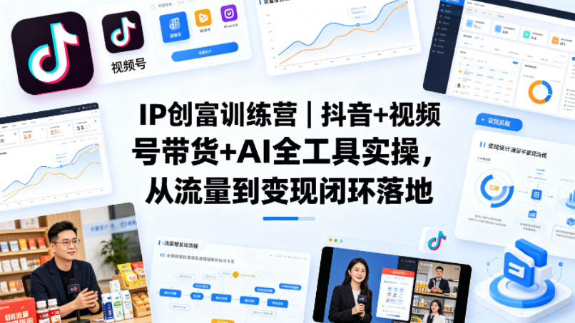 【冒泡网】IP创富训练营｜抖音+视频号带货+AI全工具实操，从流量到变现闭环落地 - 初遇资源网