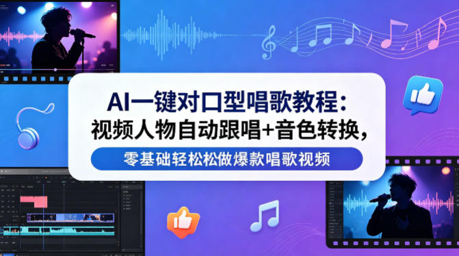 AI一键对口型唱歌教程：视频人物自动跟唱+音色转换，零基础轻松做爆款唱歌视频-初遇资源网