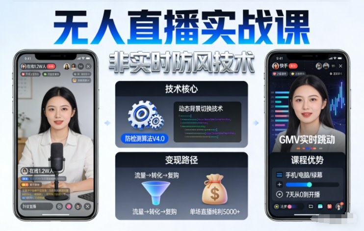 宝子哥无人直播实战课，非实时防风技术，聚焦抖音快手等平台直播带货，轻松开启直播变现之路（更新2026年4月10日）-初遇资源网