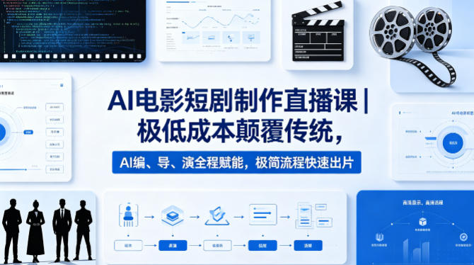 AI电影短剧制作直播课|极低成本颠覆传统,AI编、导、演全程赋能,极简流程快速出片-初遇资源网