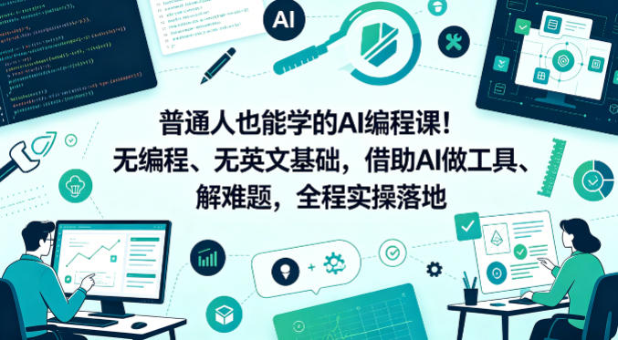 普通人也能学的AI编程课!无编程、无英文基础,借助AI做工具、解难题,全程实操落地-初遇资源网
