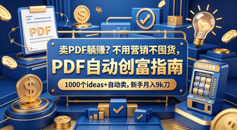 卖PDF躺賺？不用营销不囤货，PDF自动创富指南，1000个ideas+自动卖，新手月入9k刀【原创双语字幕】-初遇资源网