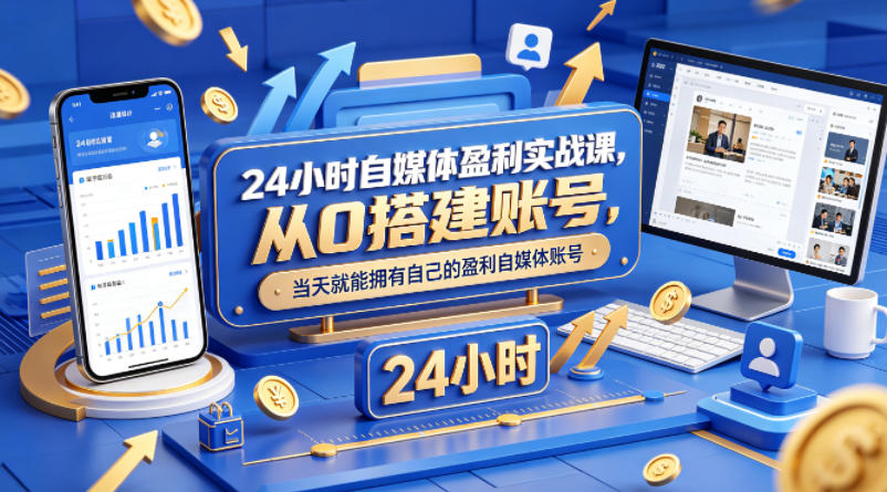 【冒泡网】24小时自媒体盈利实战课，从0搭建账号，当天就能拥有自己的盈利自媒体账号 - 初遇资源网