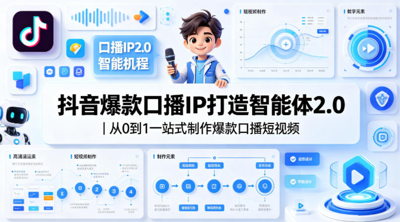 【冒泡网】抖音爆款口播IP打造智能体2.0｜从0到1一站式制作爆款口播短视频 - 初遇资源网