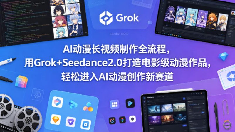 AI动漫长视频制作全流程，用Grok+Seedance2.0打造电影级动漫作品，轻松进入AI动漫创作新赛道-初遇资源网