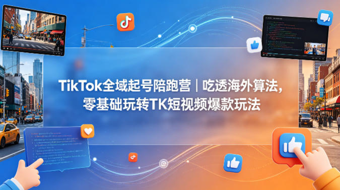 TikTok全域起号陪跑营|吃透海外算法,零基础玩转TK短视频爆款玩法-初遇资源网