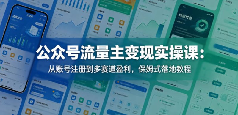 公众号流量主变现实操课:从账号注册到多赛道盈利,保姆式落地教程-初遇资源网