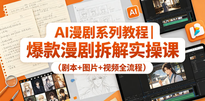【冒泡网】AI漫剧系列教程｜爆款漫剧拆解实操课（剧本+图片+视频全流程） - 初遇资源网