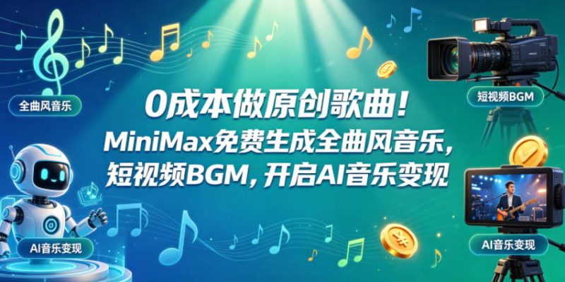 0成本做原创歌曲!MiniMax免费生成全曲风音乐,短视频BGM,开启AI音乐变现-初遇资源网