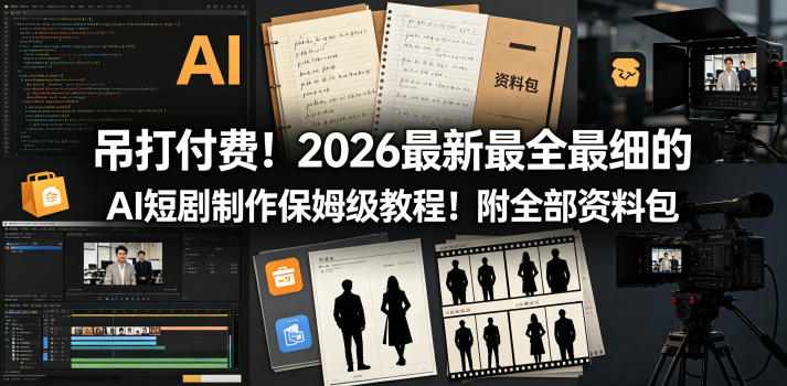 吊打付费！2026最新最全最细的AI短剧制作保姆级教程！附全部资料包-初遇资源网