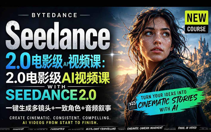 字节跳动的Seedance 2.0 AI电影视频生成制作教程,一键生成多镜头+一致角色+音频叙事-中英字幕-初遇资源网