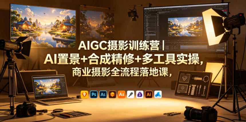 【冒泡网】AIGC摄影训练营｜AI置景+合成精修+多工具实操，商业摄影全流程落地课 - 初遇资源网