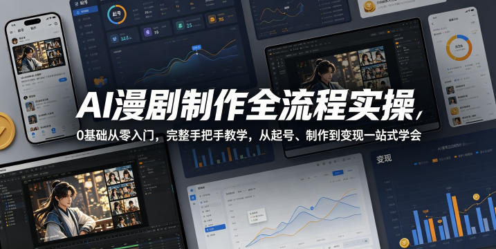 AI漫剧制作全流程实操,0基础从零入门,完整手把手教学,从起号、制作到变现一站式学会-初遇资源网