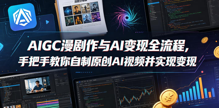 AIGC漫剧创作与AI变现全流程,手把手教你自制原创AI视频并实现变现-初遇资源网