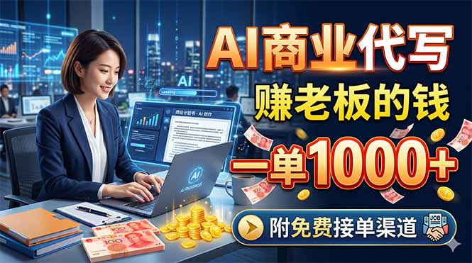 AI商业代写,赚老板的钱,一单1000+,附免费接单渠道-初遇资源网