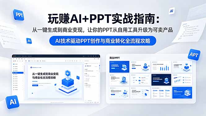 玩赚AI+PPT实战指南-更新5月13:从一键生成到商业变现,让你的PPT从自用工具升级为可卖产品-初遇资源网