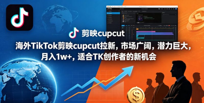 海外TikTok剪映cupcut拉新,市场广阔,潜力巨大,月入1w+,适合TK创作者的新机会-初遇资源网