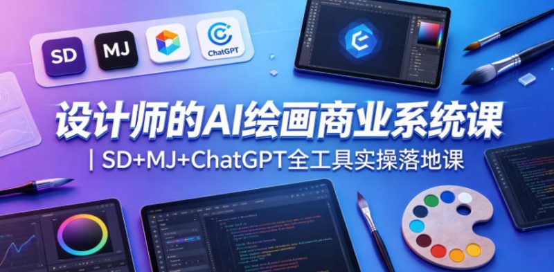 设计师的AI绘画商业系统课|SD+MJ+ChatGPT全工具实操落地课-初遇资源网