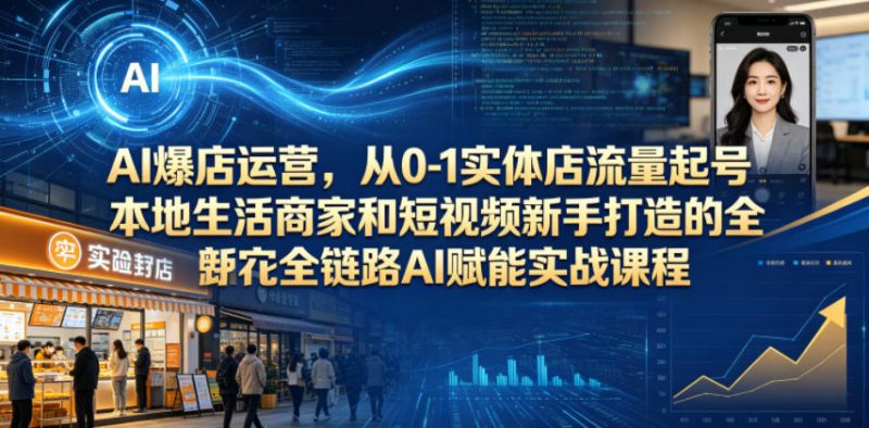 AI爆店运营,从0-1实体店流量起号,本地生活商家和短视频新手打造的全链路AI赋能实战课程-初遇资源网
