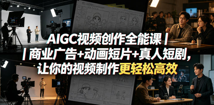 AIGC视频创作全能课｜商业广告+动画短片+真人短剧，让你的视频制作更轻松高效-初遇资源网