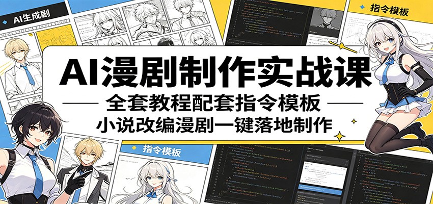 【福缘网创】AI漫剧制作实战课：全套教程配套指令模板，小说改编漫剧一键落地制作 - 初遇资源网