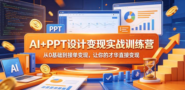 AI+PPT设计变现实战训练营,从0基础到接单变现,让你的才华直接变现-初遇资源网