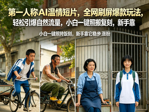 第一人称AI温情短片,全网刷屏爆款玩法,轻松引爆自然流量,小白一键照搬复刻,新手靠它稳步涨粉-初遇资源网