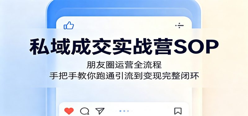 私域成交实战营SOP:朋友圈运营全流程,手把手教你跑通引流到变现完整闭环-初遇资源网