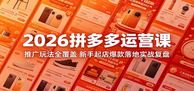 2026拼多多运营课:推广玩法全覆盖,新手起店爆款落地实战复盘-初遇资源网